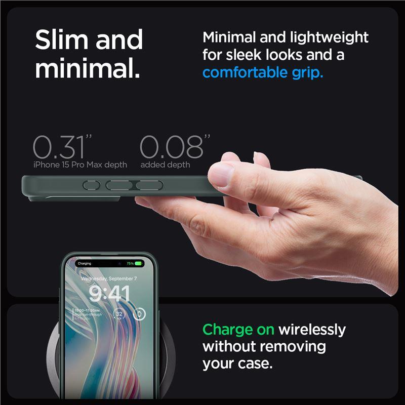 Spigen Ultra Hybrid iPhone 15 Pro Max-kuffert - mørkegrøn