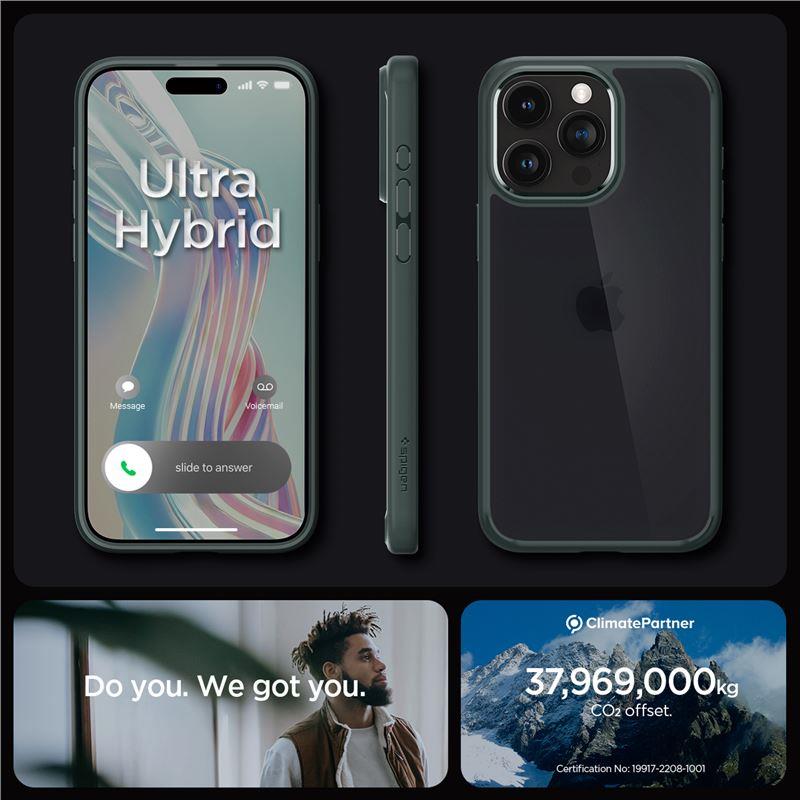 Spigen Ultra Hybrid iPhone 15 Pro Max-kuffert - mørkegrøn