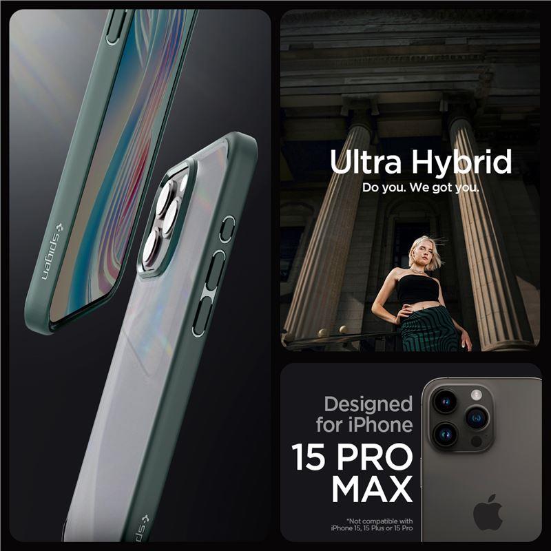 Spigen Ultra Hybrid iPhone 15 Pro Max-kuffert - mørkegrøn