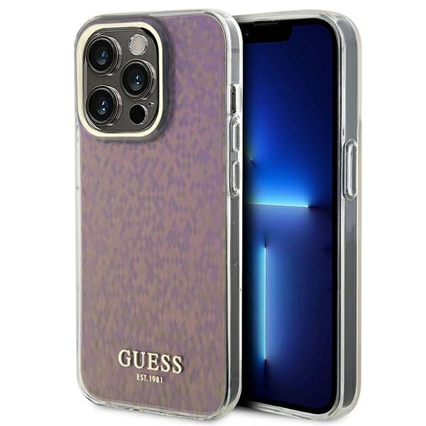 Guess GUHCP15LHDECMP iPhone 15 Pro 6,1" pink/pink hardcase IML Faceted Mirror Disco Iridescent