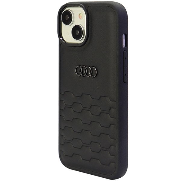 Audi GT syntetisk læderetui til iPhone 15 Plus - sort