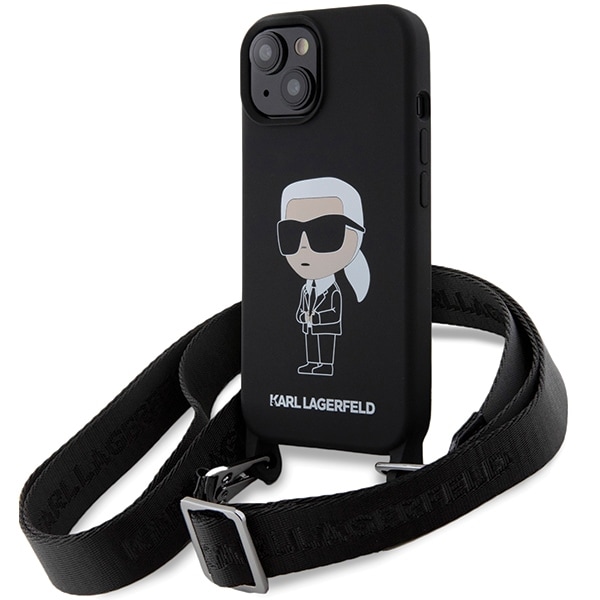 Karl Lagerfeld KLHCP15SSCBSKNK iPhone 15 6,1" hardcase sort/sort Crossbody Silikone Ikonik