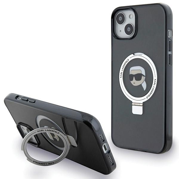 Karl Lagerfeld KLHMP15SHMRSKHK iPhone 15 6,1" sort/sort hardcase Ring Stand Karl Head MagSafe