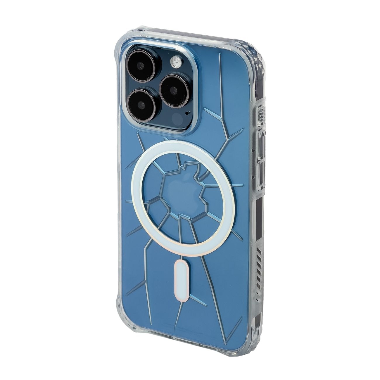 MagSafe Kingxbar PQY Crack Series silikoneetui til iPhone 15 Pro Max - Transparent