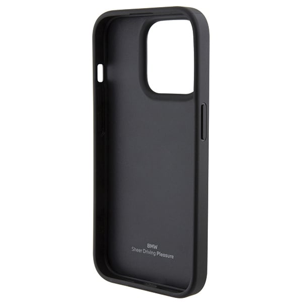 BMW Tekstureret og stribet læder iPhone 15 Pro Max-etui - sort
