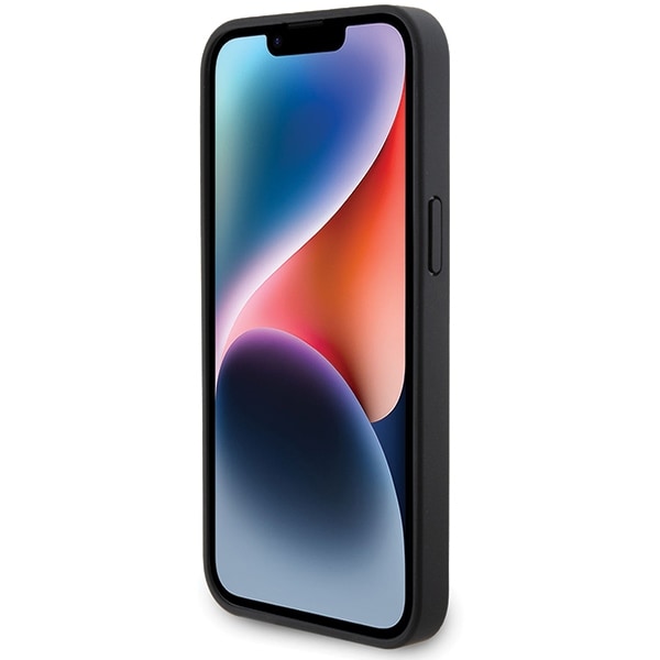 BMW Læderetui med diamantmønster til iPhone 15 Pro - sort