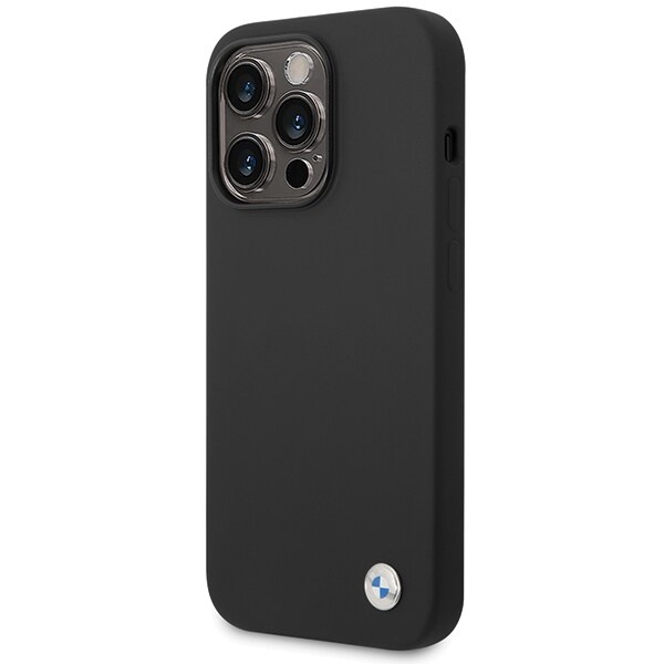 BMW Silikone-etui med metallogo til iPhone 15 Pro - sort