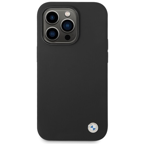 BMW Silikone-etui med metallogo til iPhone 15 Pro - sort