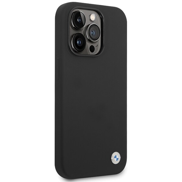 BMW Silikone-etui med metallogo til iPhone 15 Pro - sort