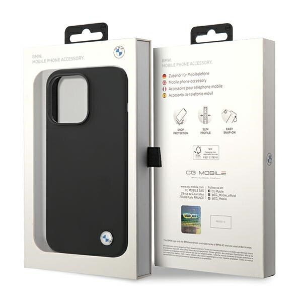 BMW Silikone-etui med metallogo til iPhone 15 Pro - sort