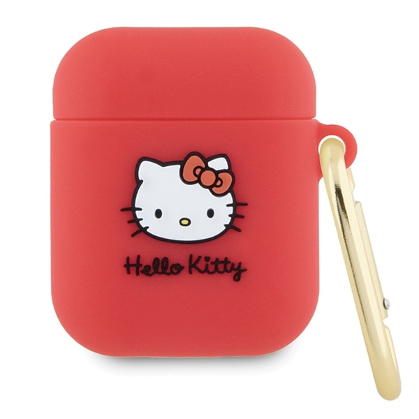 Hello Kitty silikone 3D Kitty Head-etui til AirPods 1/2 - fuchsia