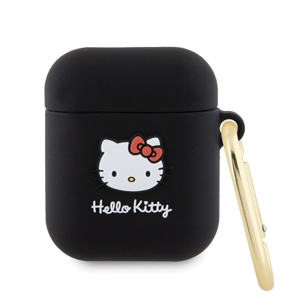 Hello Kitty silikone 3D Kitty Head-etui til AirPods 1/2 - sort
