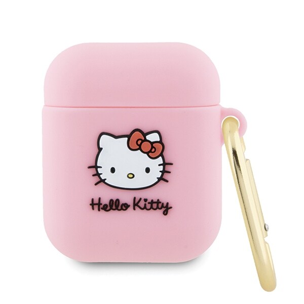 Hello Kitty Silikone 3D Kitty Head-etui til AirPods 1/2 - pink