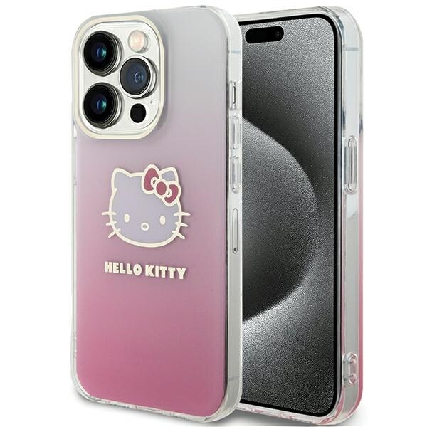 Hello Kitty IML Gradient Electrop Kitty Head-etui til iPhone 15 Pro Max - pink
