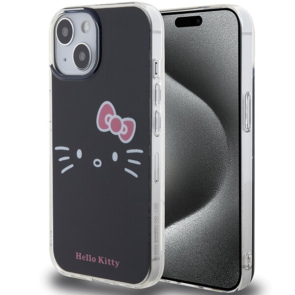 Hello Kitty IML Kitty Face-etui til iPhone 15 - sort