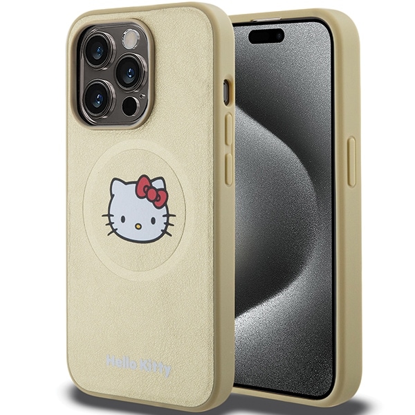 Hello Kitty Kitty Head MagSafe-etui i læder til iPhone 14 Pro - guld