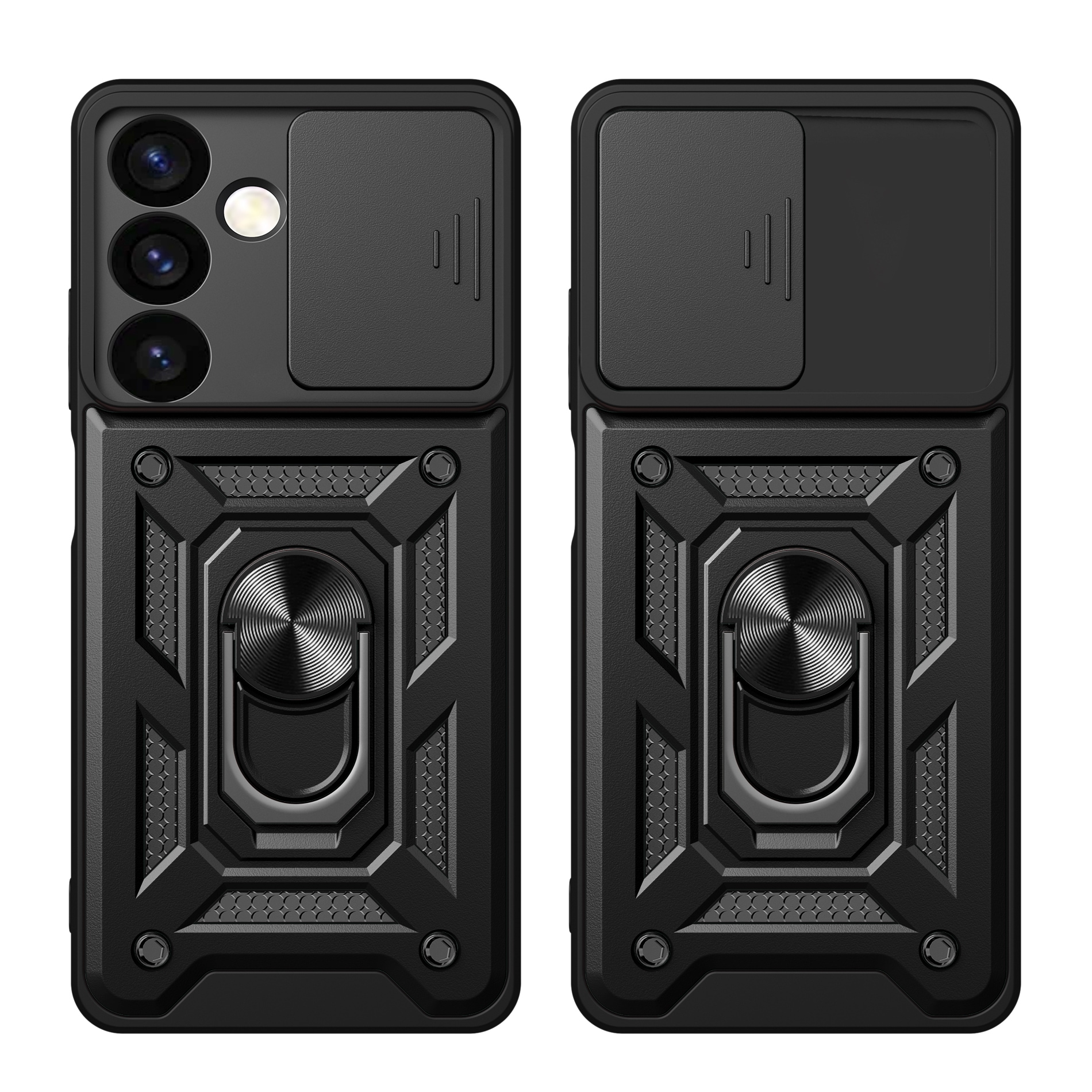 Hybrid Armor Camshield panseret etui til Samsung Galaxy S24+ med kameradæksel - sort