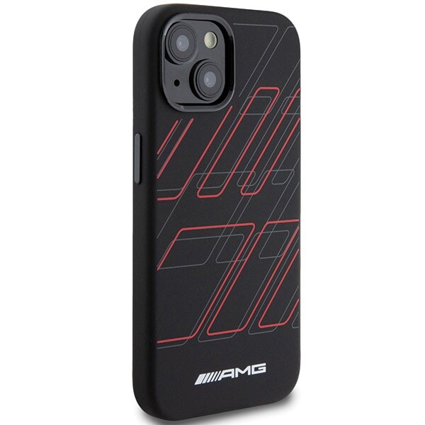 AMG Silicone Large Rhombuses Pattern MagSafe Case til iPhone 15 Plus / 14 Plus - Sort