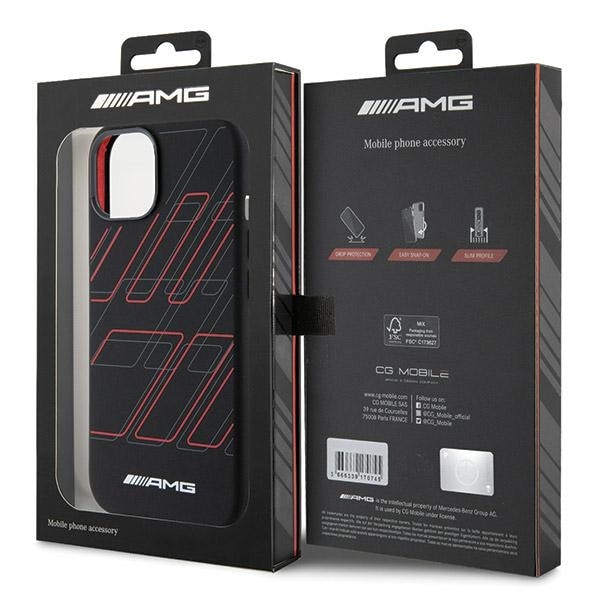 AMG Silicone Large Rhombuses Pattern MagSafe Case til iPhone 15 Plus / 14 Plus - Sort
