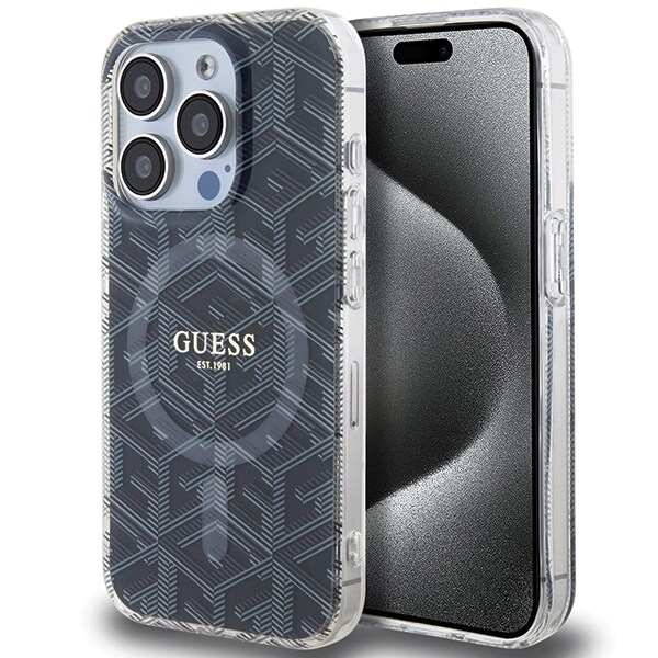 Guess IML GCube MagSafe-etui til iPhone 15 Pro - sort