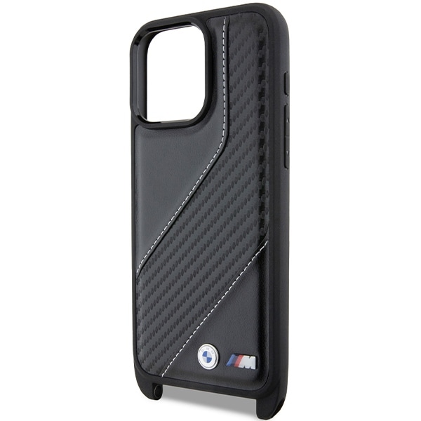 BMW M Edition Carbon Stripe & Strap-etui til iPhone 15 Pro - sort