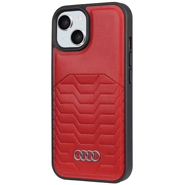 Audi syntetisk læderetui med MagSafe til iPhone 15 Plus / 14 Plus - Rød