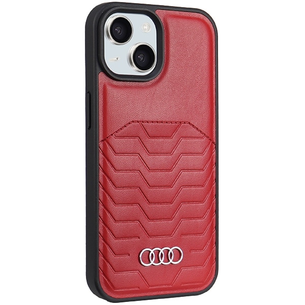 Audi syntetisk læderetui med MagSafe til iPhone 15 Plus / 14 Plus - Rød