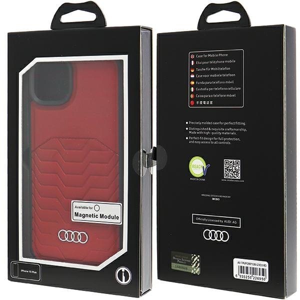 Audi syntetisk læderetui med MagSafe til iPhone 15 Plus / 14 Plus - Rød