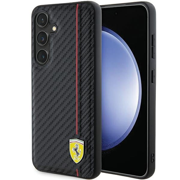 Ferrari Carbon Printed Line-etui til Samsung Galaxy S24+ - sort