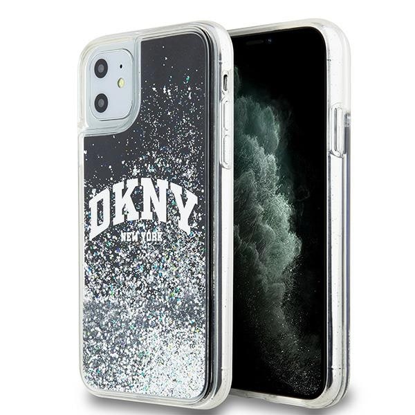 DKNY Liquid Glitter Big Logo etui til iPhone 11 / Xr - sort