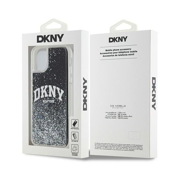 DKNY Liquid Glitter Big Logo etui til iPhone 11 / Xr - sort