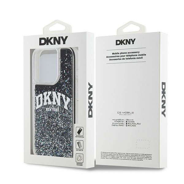 DKNY Liquid Glitter Big Logo iPhone 14 Pro-etui - Sort