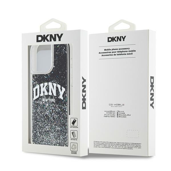 DKNY Liquid Glitter Big Logo iPhone 14 Pro Max-etui - Sort