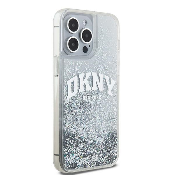DKNY Liquid Glitter Big Logo etui til iPhone 15 Pro - hvid