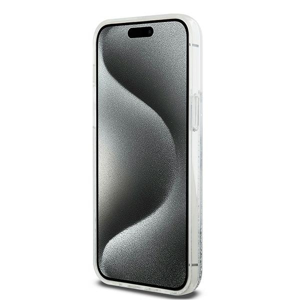 DKNY Liquid Glitter Big Logo etui til iPhone 15 Pro - hvid