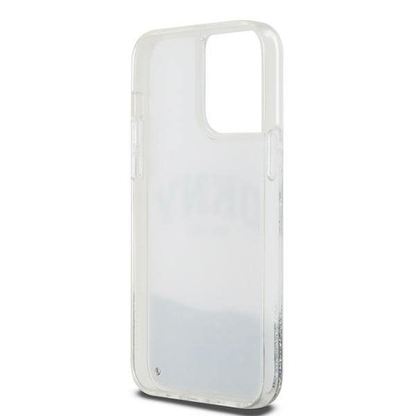 DKNY Liquid Glitter Big Logo etui til iPhone 15 Pro - hvid