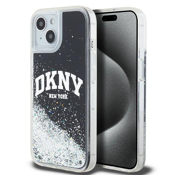 DKNY Liquid Glitter Big Logo iPhone 15 Plus / 14 Plus-etui - Sort