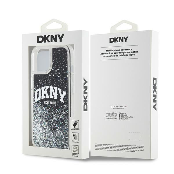 DKNY Liquid Glitter Big Logo iPhone 15 Plus / 14 Plus-etui - Sort