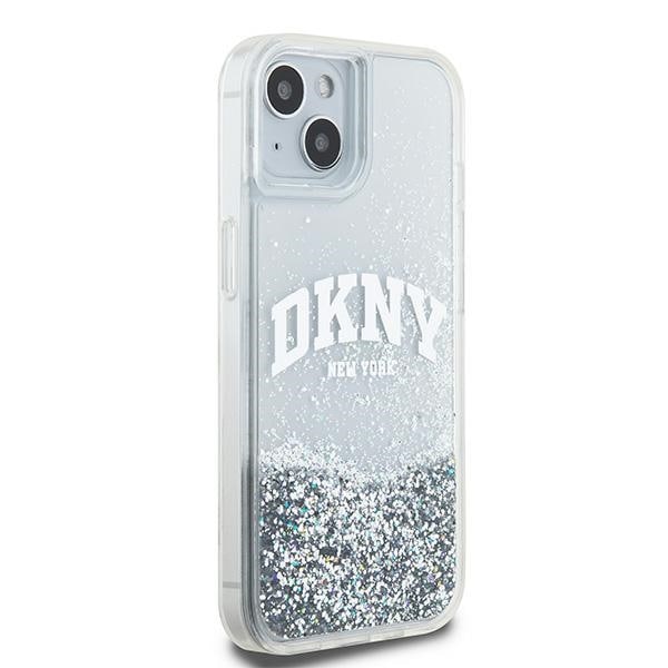 DKNY Liquid Glitter Big Logo etui til iPhone 15 / 14 / 13 - hvid