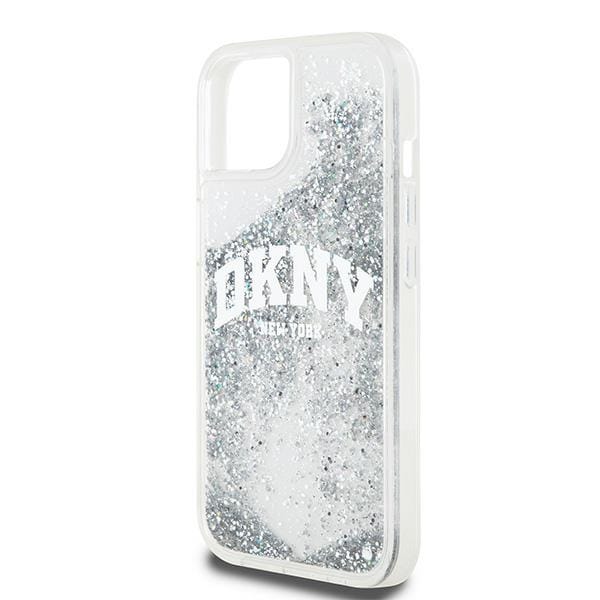 DKNY Liquid Glitter Big Logo etui til iPhone 15 / 14 / 13 - hvid