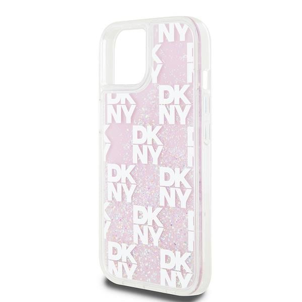DKNY Liquid Glitter Multilogo etui til iPhone 15 / 14 / 13 - pink