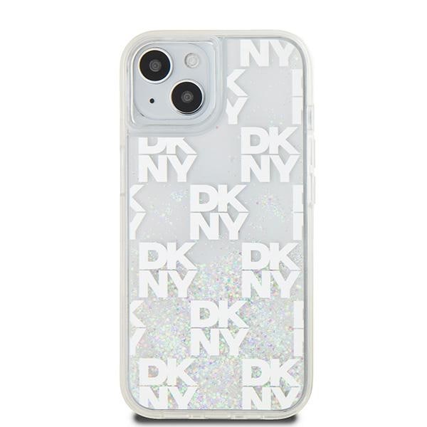 DKNY Liquid Glitter Multilogo etui til iPhone 15 / 14 / 13 - hvid