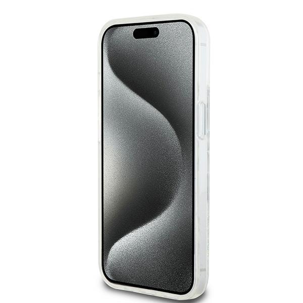 DKNY Liquid Glitter Multilogo etui til iPhone 15 / 14 / 13 - hvid