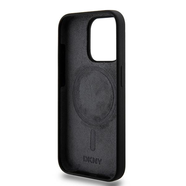 DKNY Liquid Silicone White Printed Logo MagSafe iPhone 14 Pro-etui - Sort