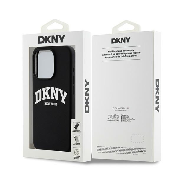 DKNY Liquid Silicone White Printed Logo MagSafe iPhone 14 Pro-etui - Sort