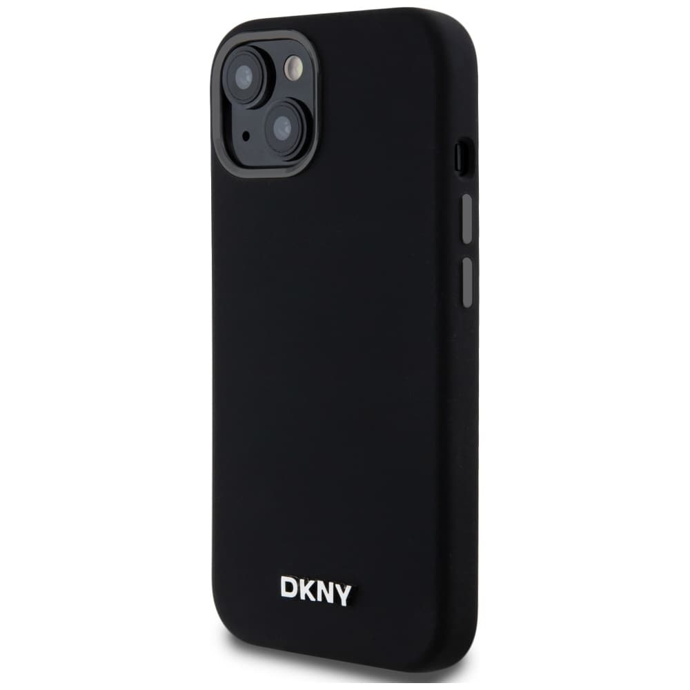 DKNY Liquid Silicone Small Metal Logo MagSafe-etui til iPhone 14/15/13 - Sort