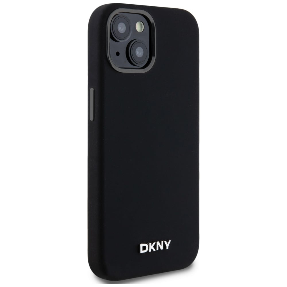 DKNY Liquid Silicone Small Metal Logo MagSafe-etui til iPhone 14/15/13 - Sort