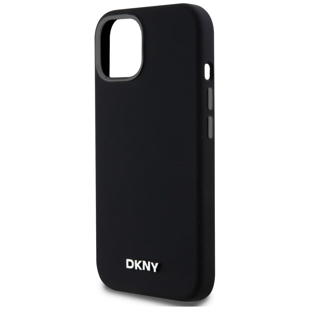 DKNY Liquid Silicone Small Metal Logo MagSafe-etui til iPhone 14/15/13 - Sort