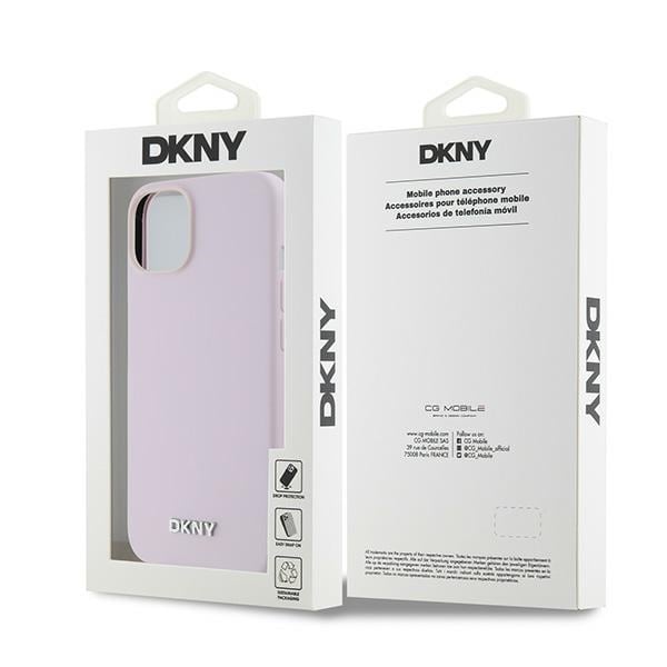 DKNY Liquid Silicone Small Metal Logo MagSafe-etui til iPhone 14/15/13 - Pink