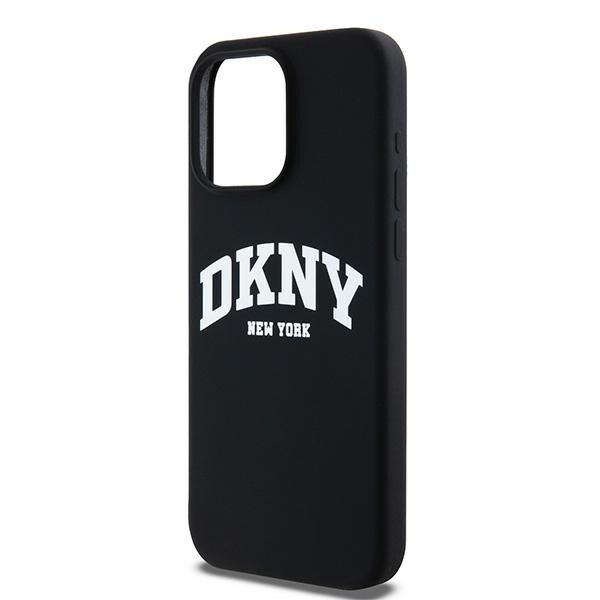 DKNY Liquid Silicone White Printed Logo MagSafe iPhone 14 Pro Max-etui - Sort